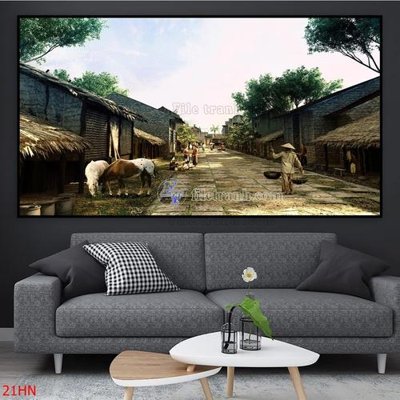 File in trần File tranh hà nội xưa 21HN (file gốc) hoa văn 3D