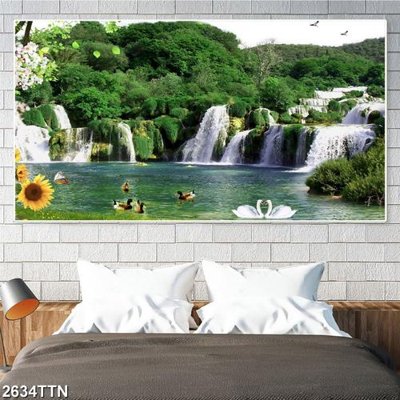 File gốc Tranh sơn thủy thác nước 2634TTN (phiên bản chuẩn) để in ấn