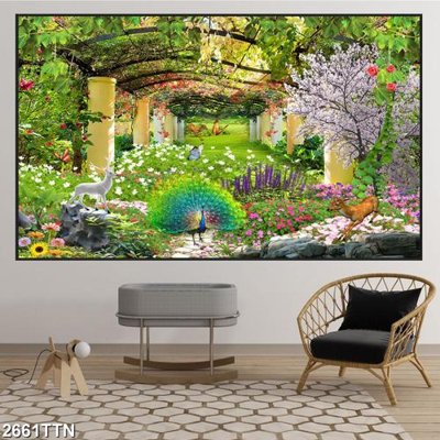 File tranh quảng cáo Tranh sơn thủy thác nước 2661TTN (file gốc) chuyên nghiệp