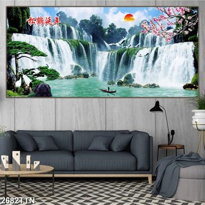 File PSD Tranh sơn thủy thác nước 2682TTN (bản gốc) dễ dàng edit