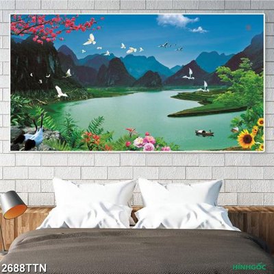 File ảnh Tranh sơn thủy thác nước 2688TTN (gốc) in PP, decal
