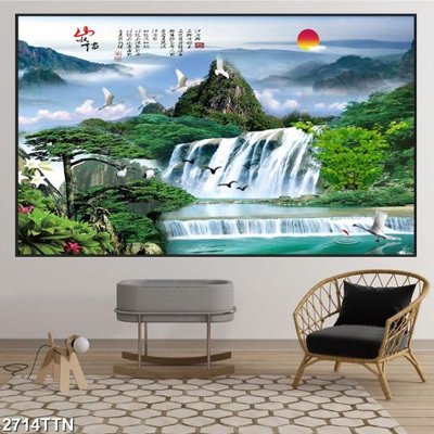 File gốc Tranh sơn thủy thác nước 2714TTN (dành cho quảng cáo)