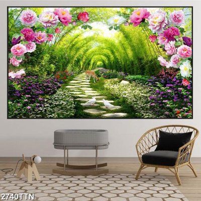 File tranh Tranh sơn thủy thác nước 2740TTN (gốc) chủ đề tĩnh vật