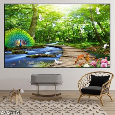 Tải file Tranh sơn thủy thác nước 2743TTN (gốc) in trên mọi chất liệu