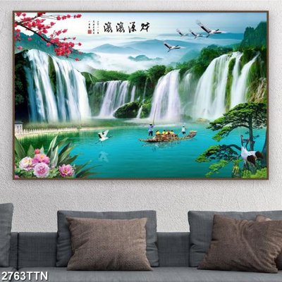 File tranh Tranh sơn thủy thác nước 2763TTN (ảnh gốc) không bị mờ