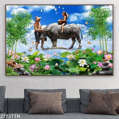 File gốc Tranh sơn thủy thác nước 2773TTN (in mica) cắt laser