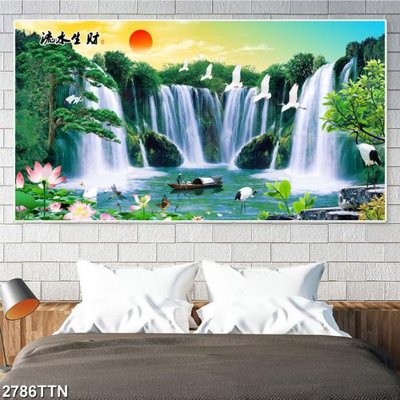 File tranh Tranh sơn thủy thác nước 2786TTN (bản gốc) in canvas