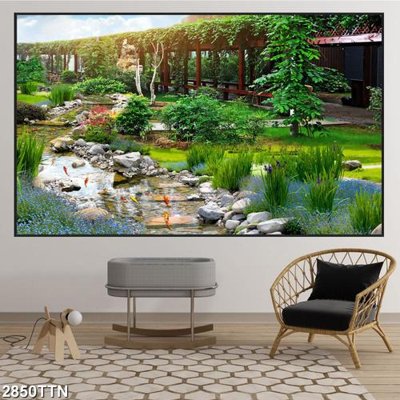 File gốc Tranh sơn thủy thác nước 2850TTN (in ấn) màu sắc trung thực