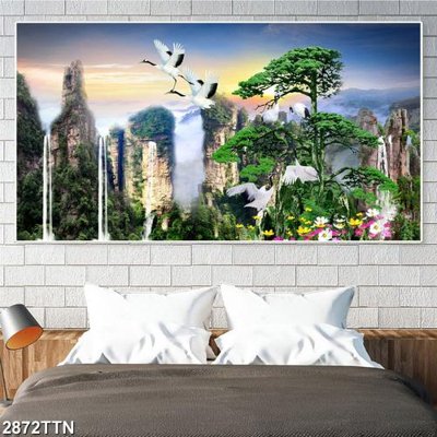 File gốc Tranh sơn thủy thác nước 2872TTN (cho in 3D) độc đáo