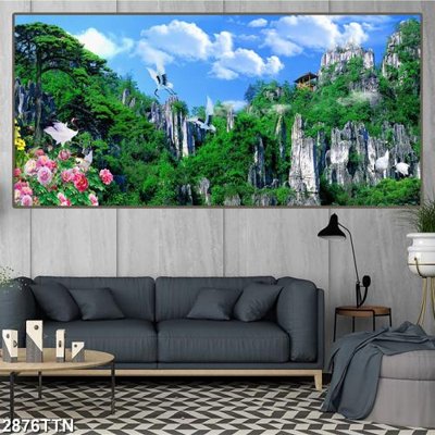 File PSD Tranh sơn thủy thác nước 2876TTN (chất lượng in ấn)