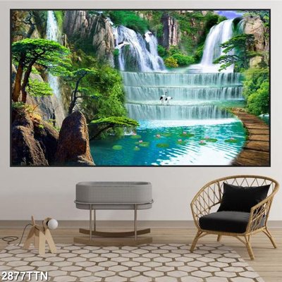 File tranh Tranh sơn thủy thác nước 2877TTN (gốc) chủ đề thành phố