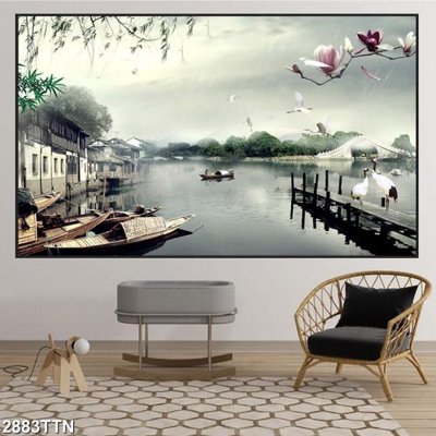 Hình ảnh file gốc Tranh sơn thủy thác nước 2883TTN cho in UV