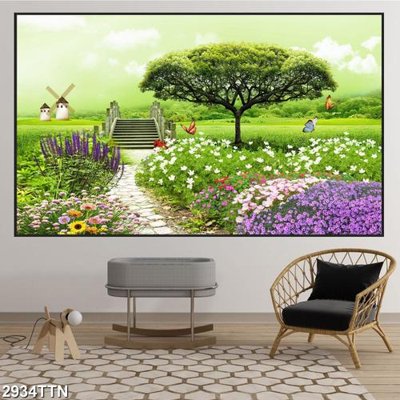 File tranh gốc Tranh sơn thủy thác nước 2934TTN (bản quyền) độc đáo