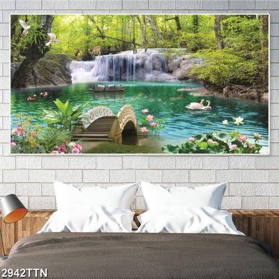 File tranh gốc Tranh sơn thủy thác nước 2942TTN (sắc nét từng chi tiết)