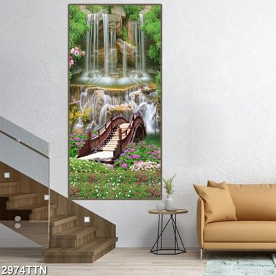 File PSD in ấn Tranh sơn thủy thác nước 2974TTN (chất lượng cao)