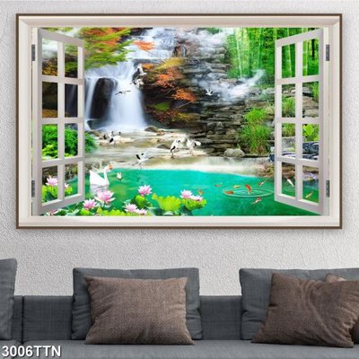 Download file ảnh gốc Tranh sơn thủy thác nước 3006TTN để in ấn