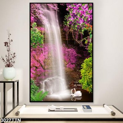 File gốc Tranh sơn thủy thác nước 3027TTN (chủ đề hiện đại) trang trí