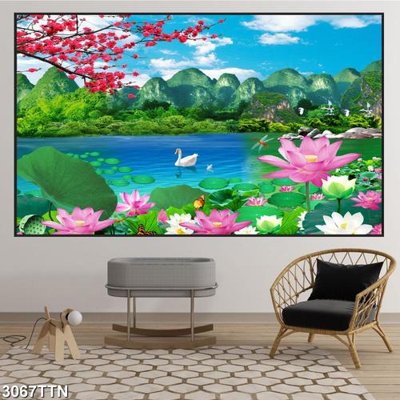 File gốc Tranh sơn thủy thác nước 3067TTN (chuẩn CMYK) cho nhà in