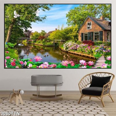 File tranh Tranh sơn thủy thác nước 3080TTN (ảnh gốc) cho in ấn kỹ thuật số