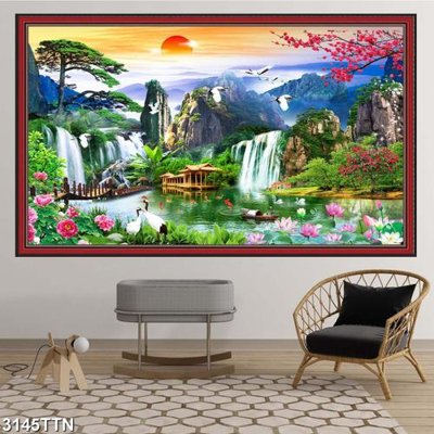 File gốc Tranh sơn thủy thác nước 3145TTN (cho in ấn) từ Filetranh.com