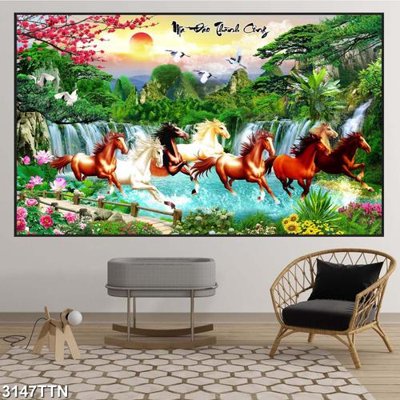 File tranh Tranh sơn thủy thác nước 3147TTN (ảnh gốc) độc quyền