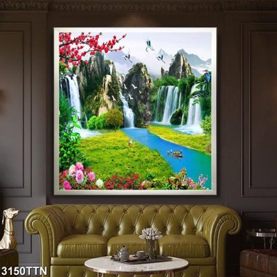 Download file gốc Tranh sơn thủy thác nước 3150TTN (in mica) trang trí
