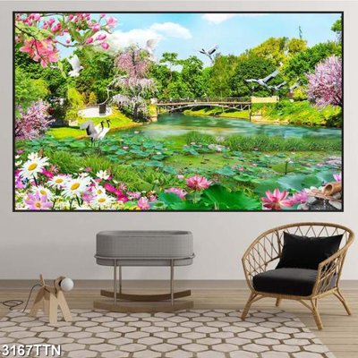 File ảnh gốc Tranh sơn thủy thác nước 3167TTN không vỡ nét