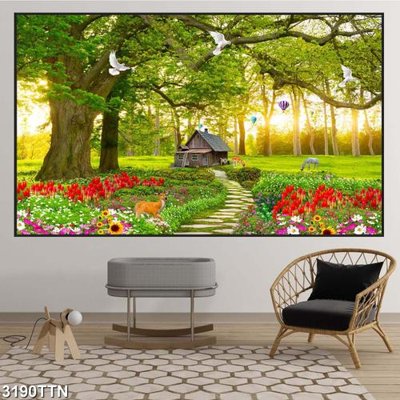 File in ấn Tranh sơn thủy thác nước 3190TTN (bản gốc) chất lượng cao