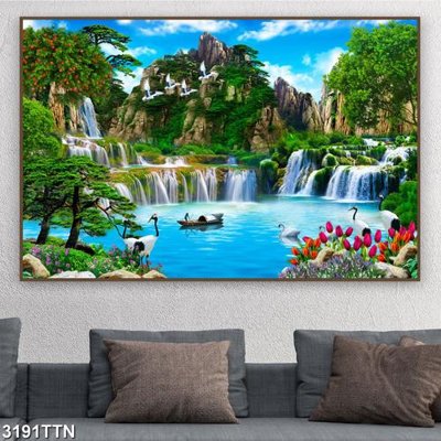 Tải file Tranh sơn thủy thác nước 3191TTN (gốc) chủ đề tâm linh