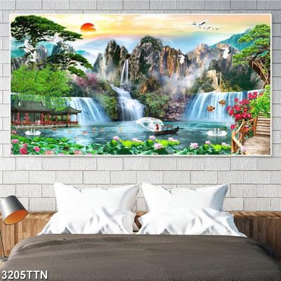 Hình ảnh file gốc Tranh sơn thủy thác nước 3205TTN cho in UV