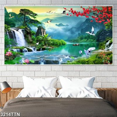 File gốc Tranh sơn thủy thác nước 3214TTN (trang trí) phòng trẻ em