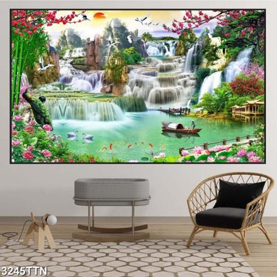 File tranh Tranh sơn thủy thác nước 3245TTN (ảnh gốc) in trần nhà
