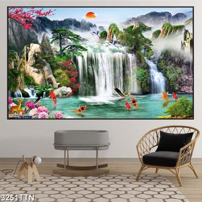 File tranh Tranh sơn thủy thác nước 3251TTN (bản gốc) in canvas