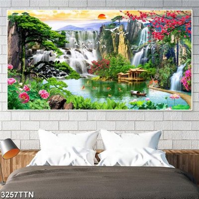 Tải file Tranh sơn thủy thác nước 3257TTN (ảnh gốc) in gạch men
