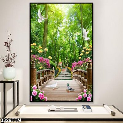 Tải file gốc Tranh sơn thủy thác nước 3326TTN (in khổ lớn) không mờ