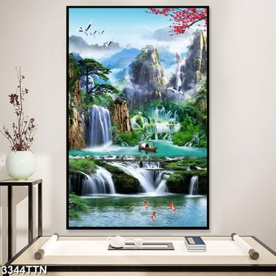 File gốc Tranh sơn thủy thác nước 3344TTN (PNG) nền trong suốt