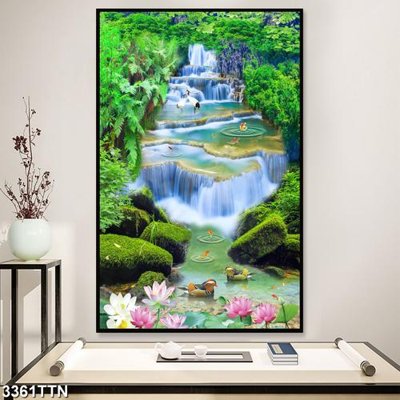 File gốc Tranh sơn thủy thác nước 3361TTN (PNG) nền trong suốt