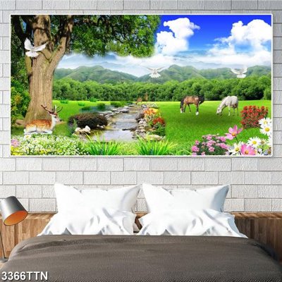 File tranh Tranh sơn thủy thác nước 3366TTN (gốc) in backlit film