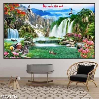 File tranh Tranh sơn thủy thác nước 3372TTN (ảnh gốc) độ nét vượt trội