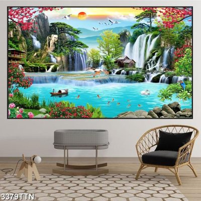 Tệp tin gốc Tranh sơn thủy thác nước 3379TTN (chất lượng) Tranh sơn thủy thác nước 3379TTN