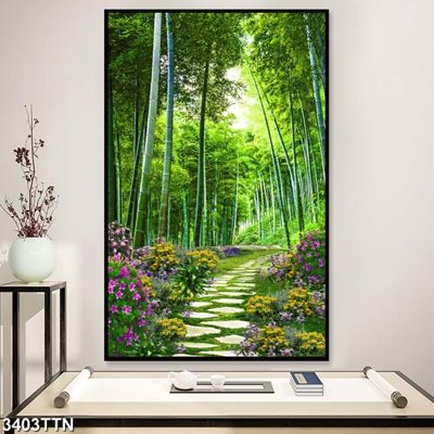 File gốc in ấn Tranh sơn thủy thác nước 3403TTN chuẩn màu CMYK