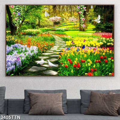 File in mica Tranh sơn thủy thác nước 3405TTN (bản gốc) siêu trong