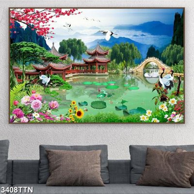 File tranh Tranh sơn thủy thác nước 3408TTN (ảnh gốc) cho in ấn kỹ thuật số