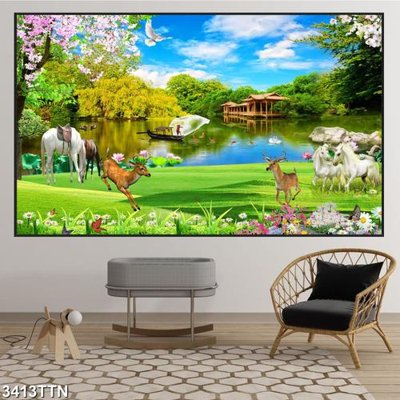 Tải file gốc Tranh sơn thủy thác nước 3413TTN (bản PSD) chỉnh sửa được