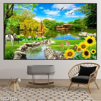 File gốc Tranh sơn thủy thác nước 3423TTN (AI/EPS) cho in ấn