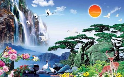 Tải file File tranh phong thủy 8008 (PSD) cho in tranh 3D