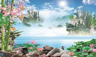 File gốc File tranh phong thủy 9307 (in lụa) trang trí tường