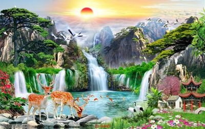 File gốc File tranh phong thủy 9440 (in lụa) họa tiết 3D