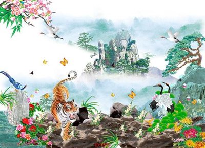 File gốc File tranh phong thủy 9505 (in lụa) họa tiết 3D