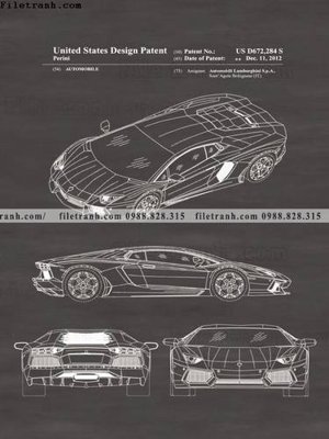 File gốc Ban Ve Ket Cau Xe Phong Cach Cong Nghiep 523 (in lụa) trang trí tường